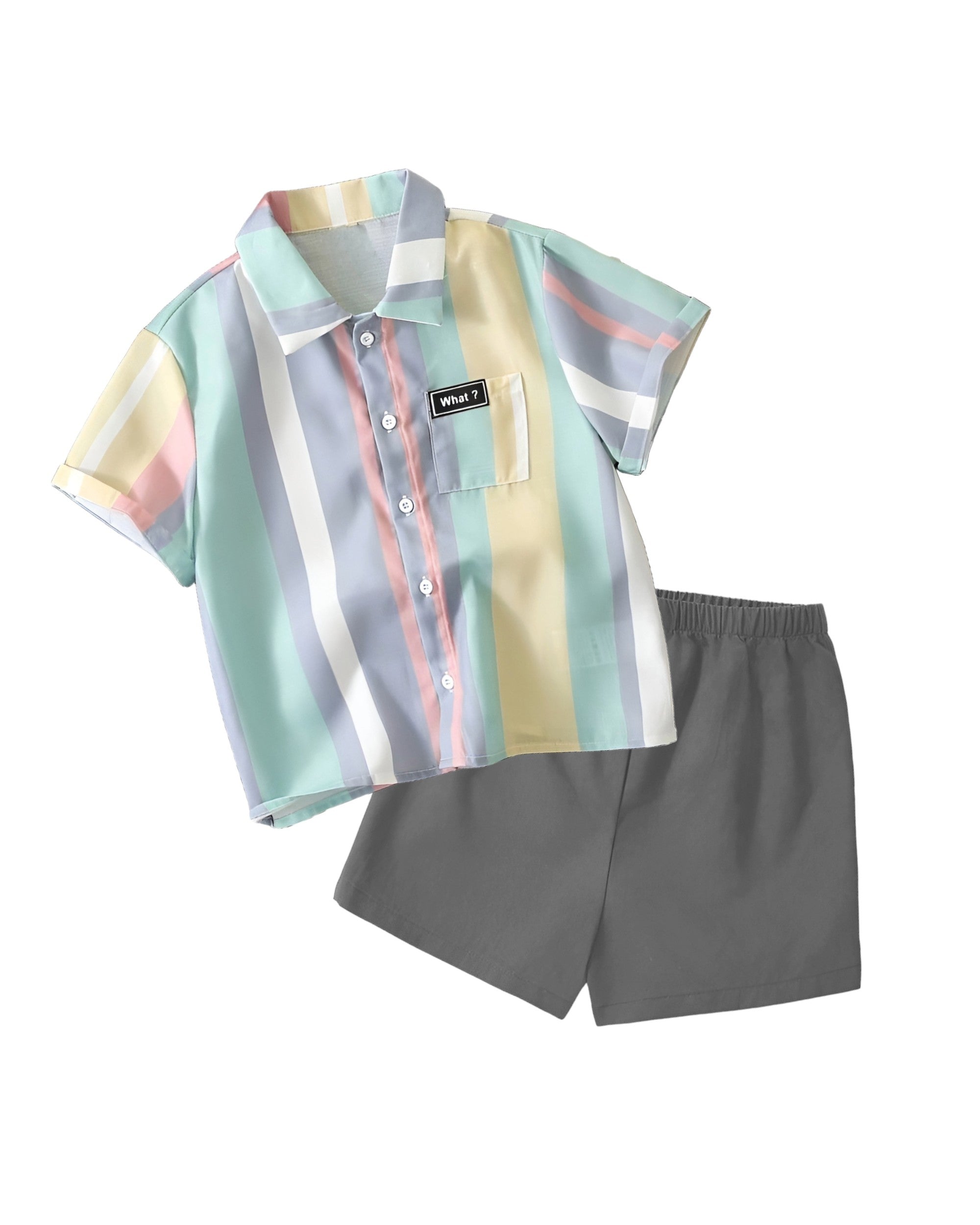 Multi striped Half Sleeve Shirt with Short Clothing Set for Boys