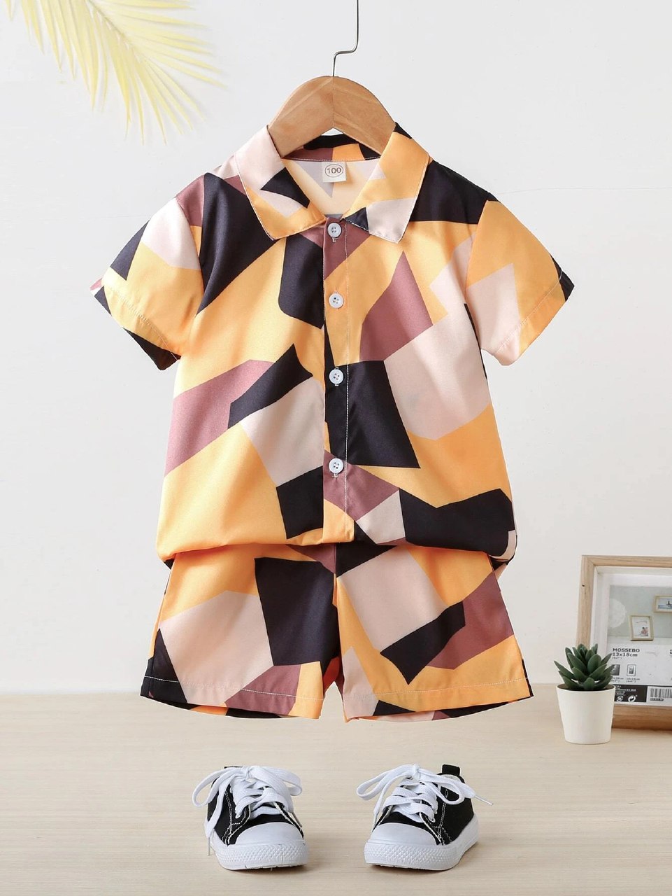 Toddler Boys Abstract Print Multicolor Co-ord Set – Stylish Shirt & Shorts Combo By Shinydots