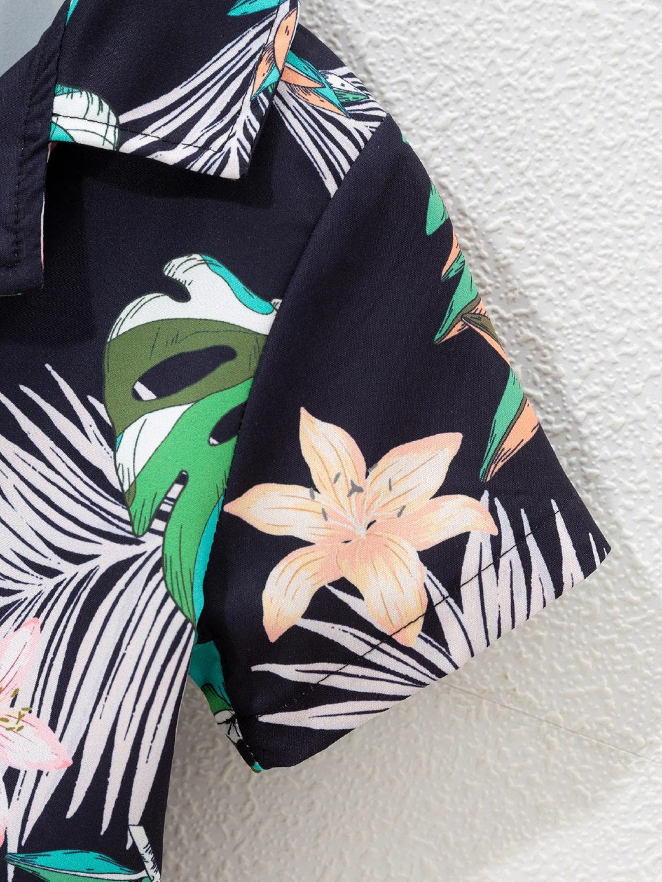 Baby Boys Black Tropical Leaf & Floral Co-ord Set – Summer Shirt & Shorts Trendy Outfit By Shinydots
