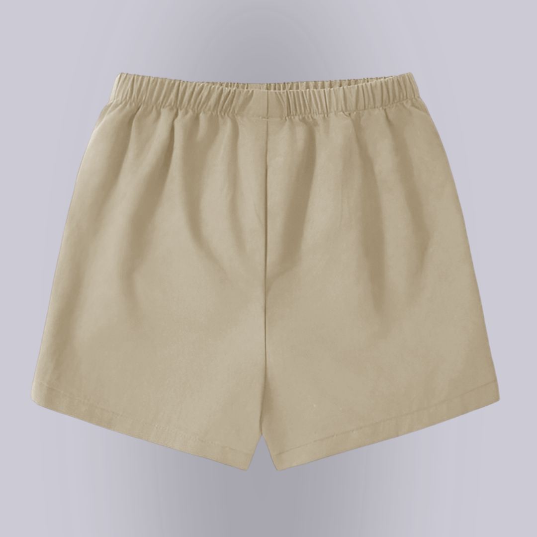 Boy Brown Chain Geomatric Striped Short Sleeve Shirt & Shorts Two Piece Clothing Set