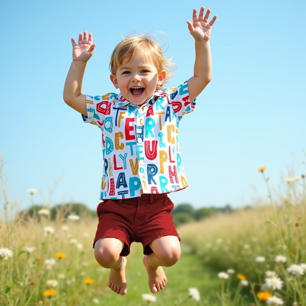 Shinydots Toddler Latter Graphics Shirt With Short Pair For Boys-2-Piece Clothing Set