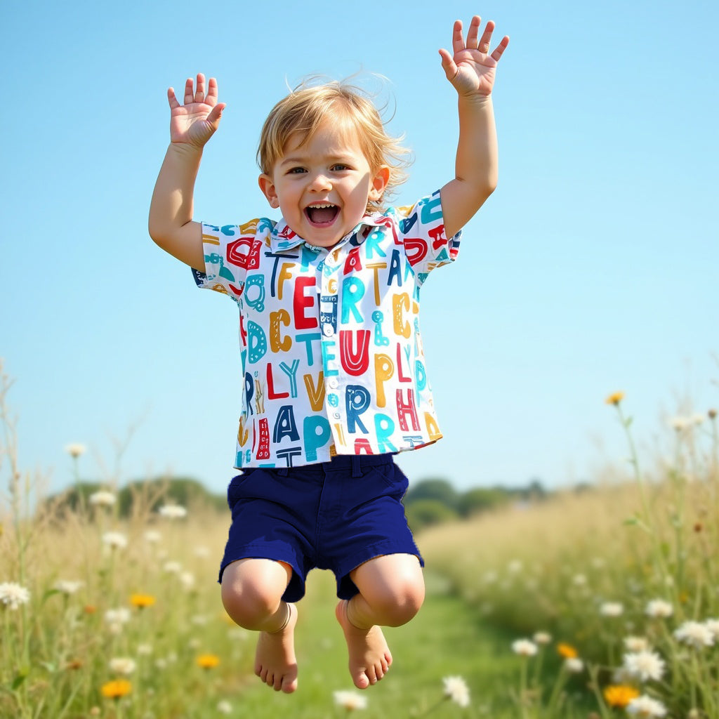 Shinydots Toddler Latter Graphics Shirt With Short Pair For Boys-2-Piece Clothing Set