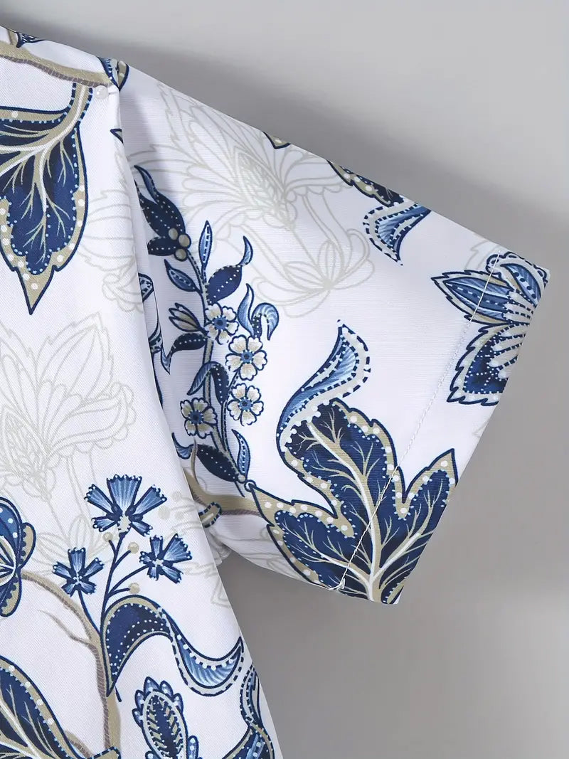 Stylish Baby Boys White Floral Printed Short Sleeve Shirt – Trendy & Comfortable Summer Collection By Shinydots