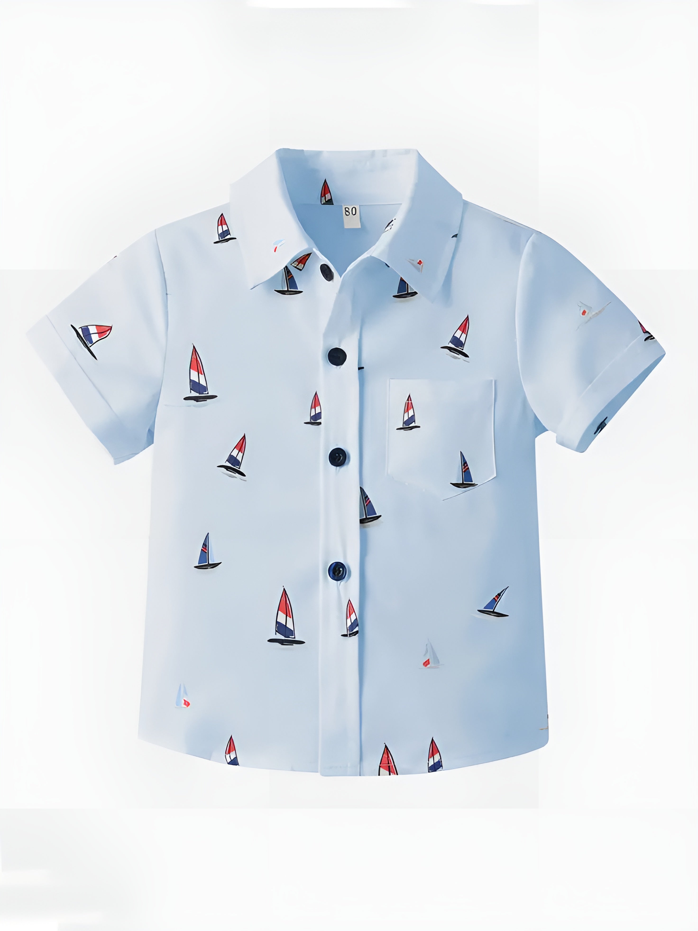 Baby Boys Pack of 2 Stylish Printed Short Sleeve Shirts - Sailboat & Striped Designs for Trendy Outfits By Shinydots