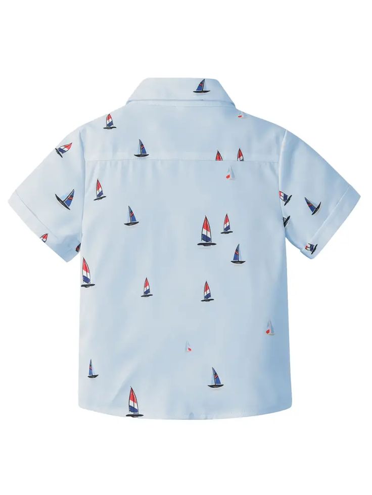Nautical Sailboat Print Kids' Skyblue Shirt - Stylish & Comfortable Summer Wear for Boys | Shinydots