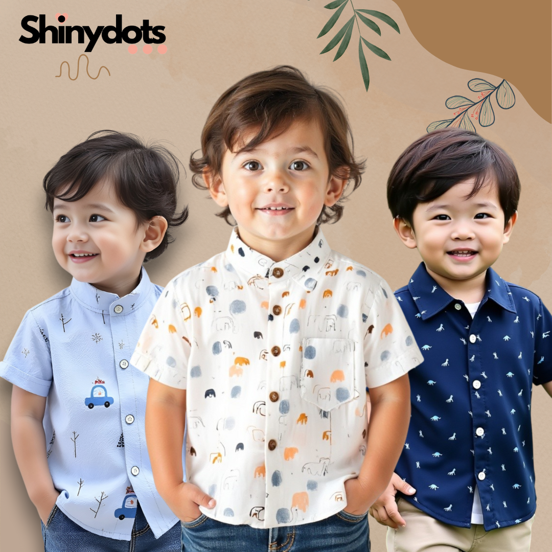 3-Piece Stylish Printed Shirt Pack Of 3 Combo Pack for Boys | Shinydots