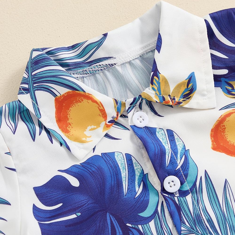 Shinydots Summer Collection Floral Leaf Printed Kids Boy's Co-Ord Clothing Set 2-Piece Pair