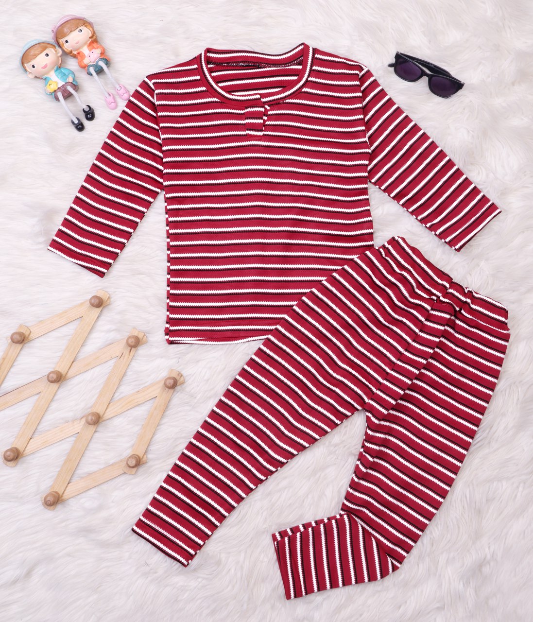 Shinydots Baby Boys Striped Red Full-Sleeve T-Shirt & Track Set – Stylish & Comfortable Kids Outfit