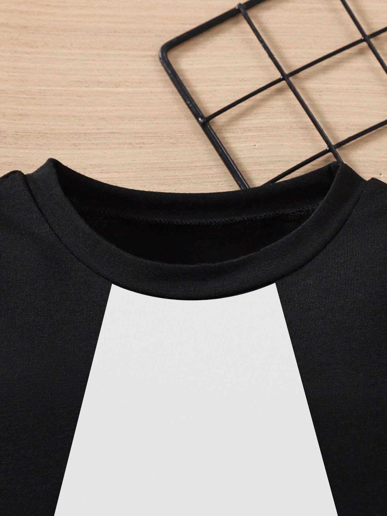 Black & White Cotton Boys Summer Outfit Clothing Set T-shirt and Short -Shinydots