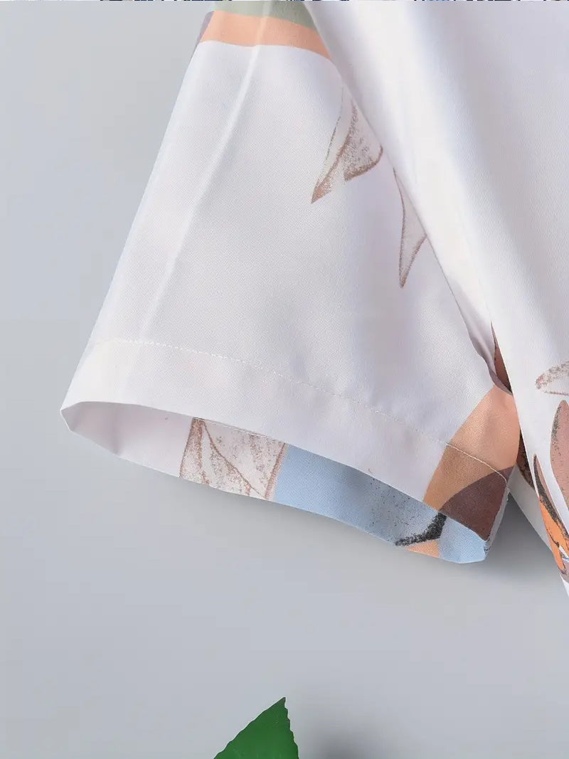 Summer Breeze Peach Floral Kids' Shirt – Lightweight & Stylish Short-Sleeve Shirt By Shinydots