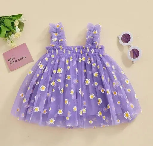 Shinydots Baby Girls Daisy Floral Print Dress for Birthday & Summer Outfit