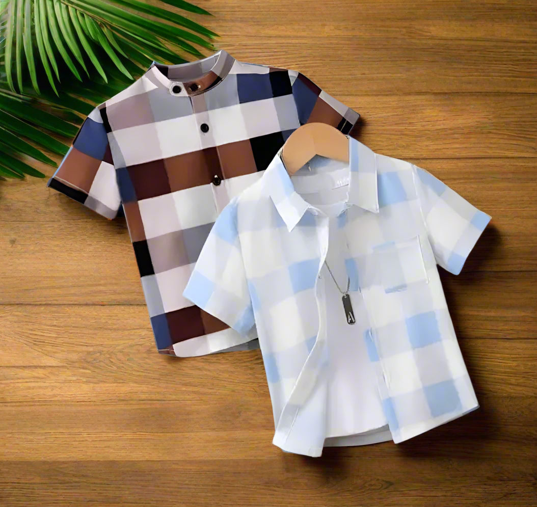 Trendy Baby Boys Checkered Shirt Combo Pack – Stylish & Comfortable Outfit Set By Shinydots
