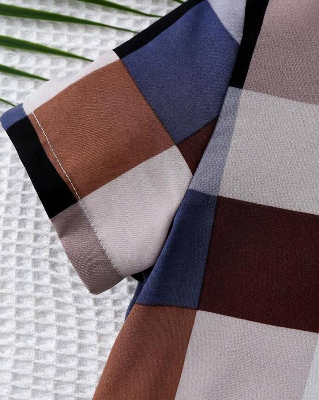 SHINYDOTS Baby Boy Plaid Checked Printed Short Sleeve Shirt & Shorts Two Piece Set