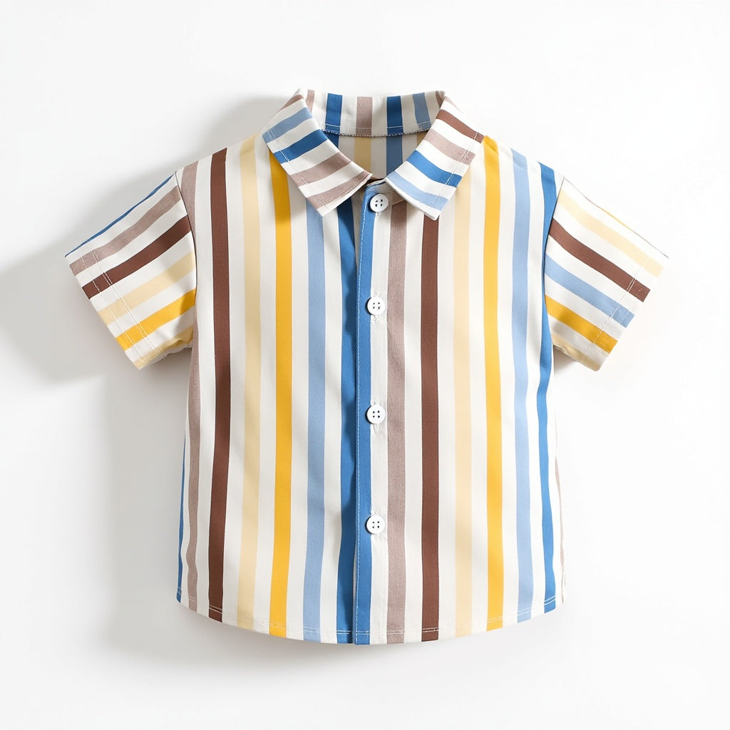 Shinydots Kids' Multicolor Striped Shirt - Stylish Summer Button-Down Shirt for Boys