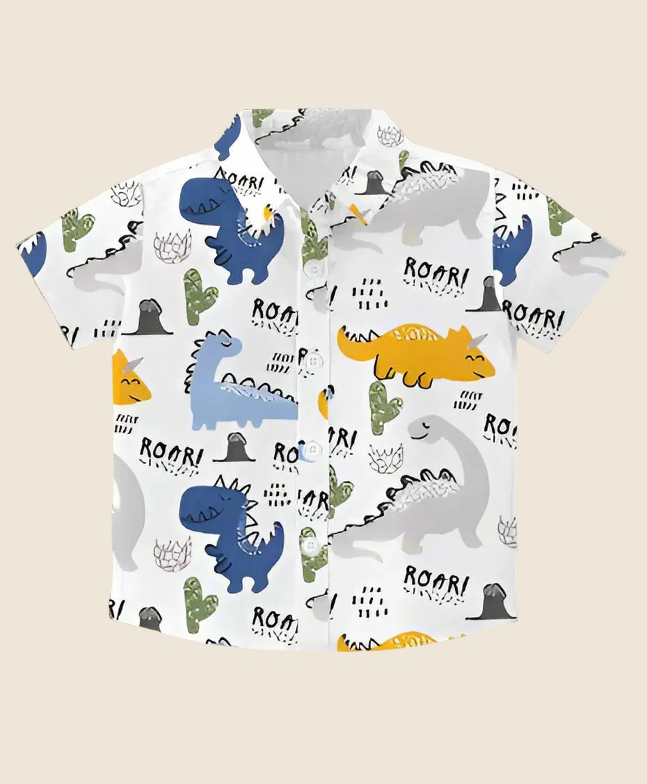 Regular-fit Half Sleeve Daynasor Print Cotton Shirt for kids Boys