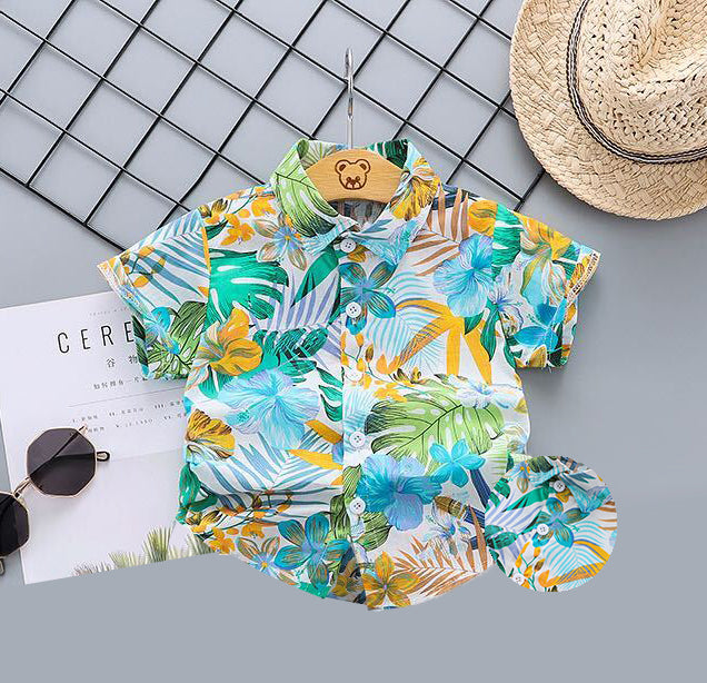 Regular Fit Floral Hawaiian Tropical Printed Shirt for Kids